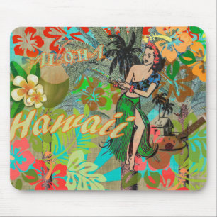 Tapis De Souris Hula Vintage Floral Graphisme Floral Hawaii