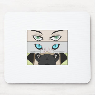 Tapis De Souris Humain, chat et chien vous regardant