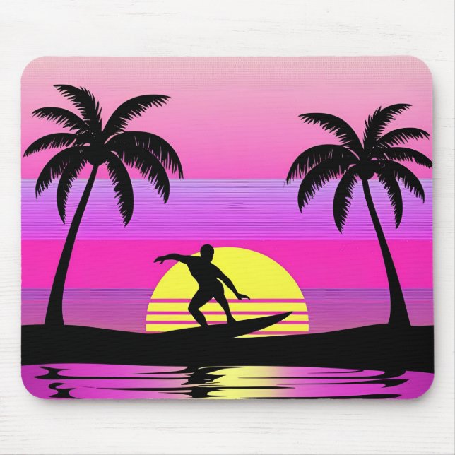 Tapis de souris Humeur Surf Coucher de soleil Viol (Devant)