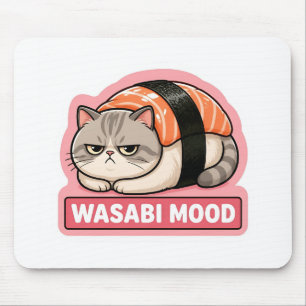 Tapis De Souris Humeur Wasabi Drôle Chat Grincheux Sushi Meme