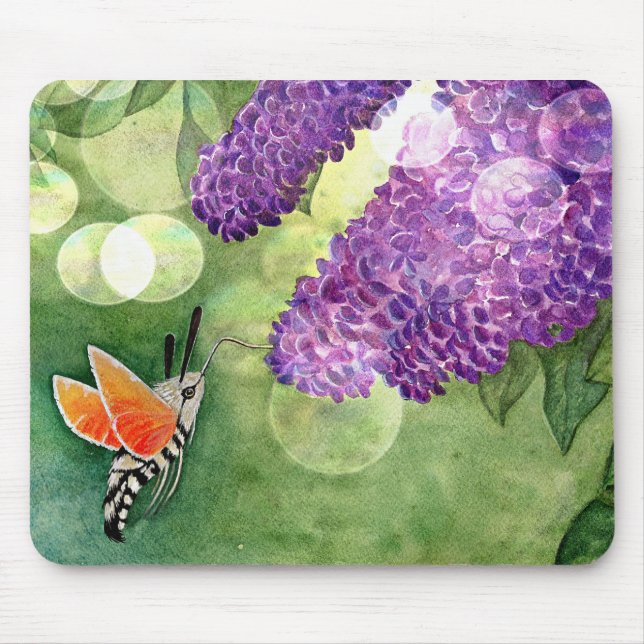 Tapis De Souris Hummingbird Hawk Moth and Lilacs (Devant)