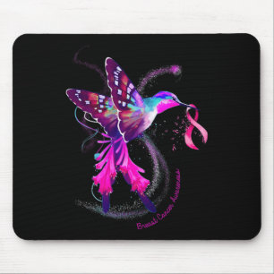 Tapis De Souris Hummingbird Hold Pink Ribbon Cancer de la poitrine