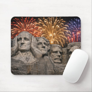 Tapis De Souris Humour au Mont Rushmore avec feux d'artifice