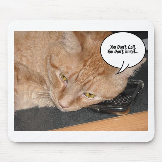 Tapis De Souris Humour de chat Tabby Orange/Téléphone cellulaire (Devant)