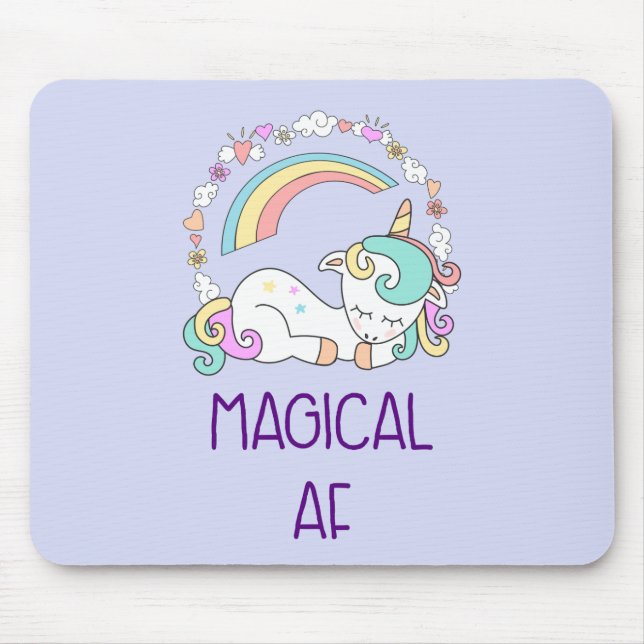 Tapis De Souris Humour - Magical AF. Unicorn, Arc en ciel et trucs (Devant)