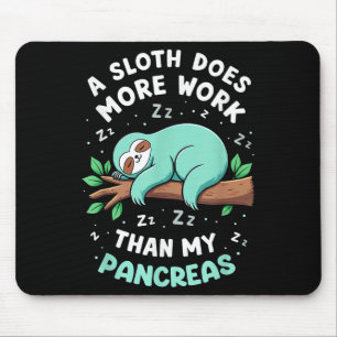 Tapis De Souris Humour T1D T2d A Sloth Fait Plus De Travail Que Mo
