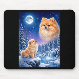 Tapis De Souris Hurlement à la lune mème animal chien pomeranian