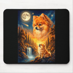 Tapis De Souris Hurlement à la lune mème animal chien pomeranian