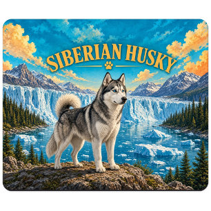 Tapis De Souris Husky sibérien, aquarelle vintage de Glacier Bay