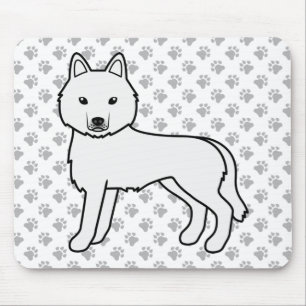 Tapis De Souris Husky sibérien blanc Chien de dessin animé mignon