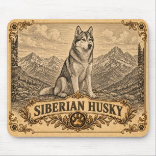 Tapis De Souris Husky sibérien, Chien du patrimoine vintage