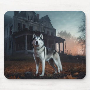 Tapis De Souris Husky Sibérien Halloween Épouvantable