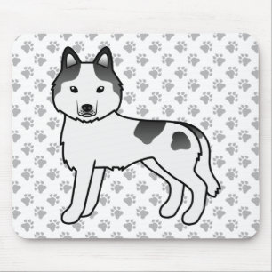 Tapis De Souris Husky Sibérien pie noir mignon chien de dessin ani