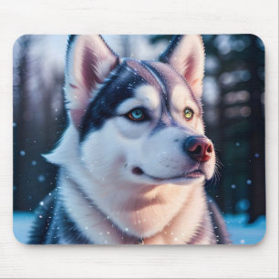 Tapis De Souris Husky Stares en hiver