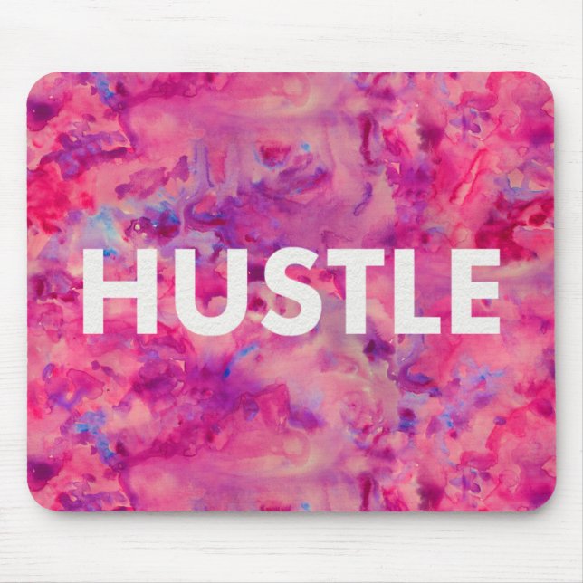 Tapis De Souris Hustle aquarelle Typographie moderne Mousepad (Devant)