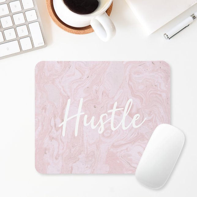 Tapis de souris Hustle en marbre rose moderne (Créateur téléchargé)