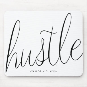 Tapis De Souris Hustle noir et blanc avec le nom Mousepad