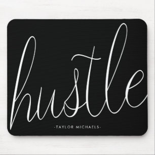 Tapis De Souris Hustle noir et blanc avec le nom Mousepad