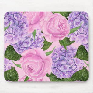 Tapis De Souris Hydrangea et motif de pivoine
