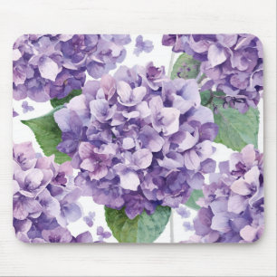Tapis De Souris Hydrangea Violette Fleur Lavande Aquarelle 