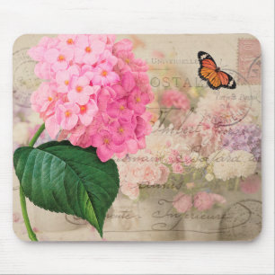 Tapis De Souris Hydrangée rose vintage Vintage Shabby Mousepad