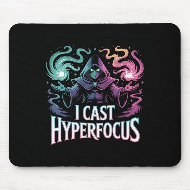Tapis De Souris Hyperfocus Magic Spell Joueur Artwork Autisme Mage (Devant)
