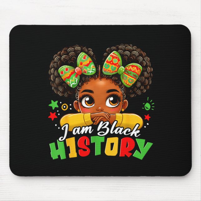 Tapis De Souris I Am Black History Kids Girls Womens Black History (Devant)