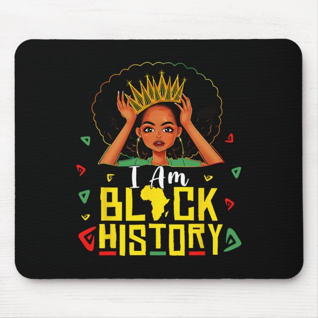 Tapis De Souris I Am Black History Women Girl Black History Month  (Devant)
