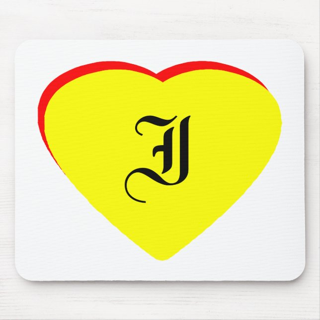 Tapis De Souris "I" Coeur Jaune Rouge Faire-part de mariage Le MUS (Devant)
