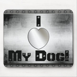 Tapis De Souris I coeur mon chien ! Regard frais Mousepad en métal