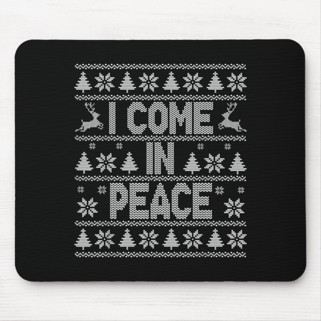 Tapis De Souris I Come In Peace Couple Matching Ugly Christmas Swe (Devant)