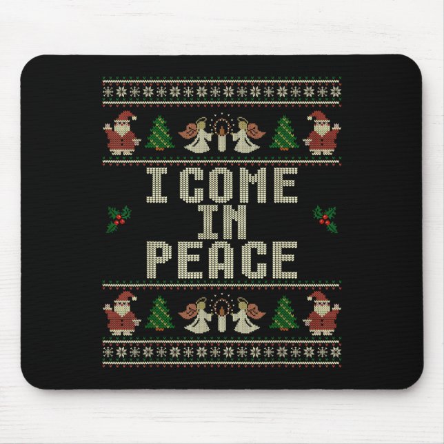 Tapis De Souris I Come In Peace Couple Matching Ugly Christmas Swe (Devant)