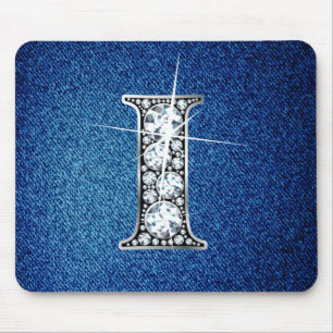 Tapis De Souris I Faux-"Diamond Bling" sur Denim Mousepad