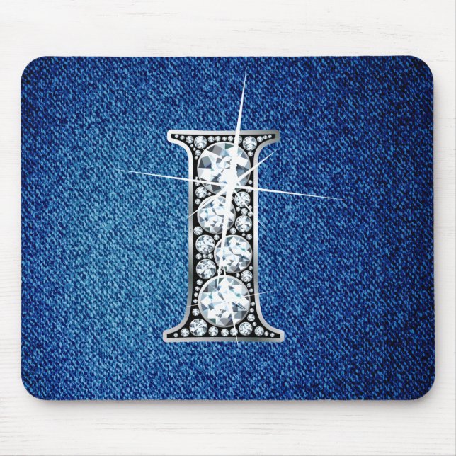 Tapis De Souris I Faux-"Diamond Bling" sur Denim Mousepad (Devant)