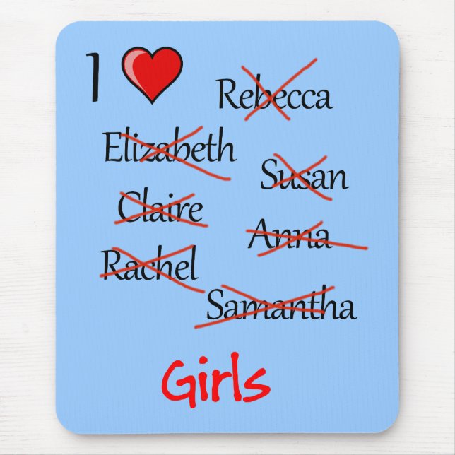 Tapis De Souris 'I ♥ Girls' (Devant)