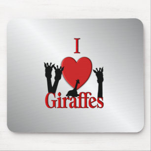 Tapis De Souris I Heart Giraffes Argent