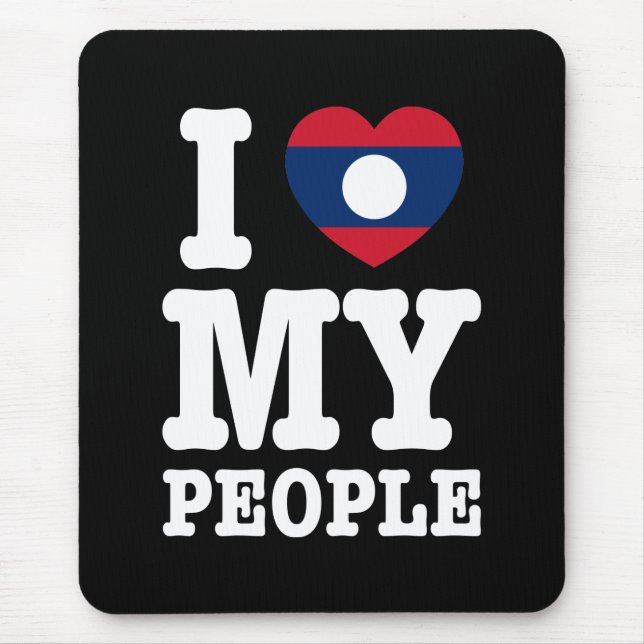 Tapis De Souris I Heart (Love) My Lao People (Devant)