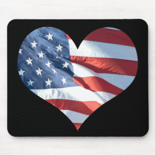 Tapis De Souris I Love America - Coeur en forme de drapeau américa