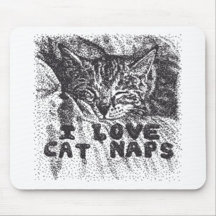 Tapis De Souris I Love Cat Naps, chat dort