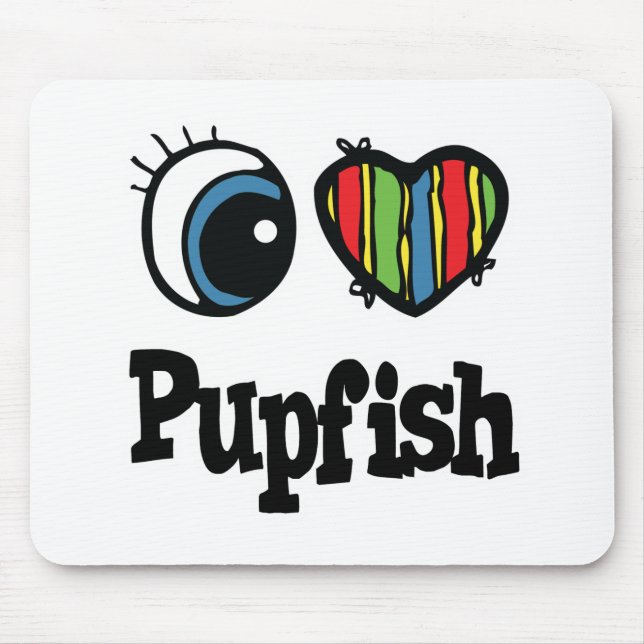 Tapis De Souris I Love (Coeur) Poisson-nu (Devant)