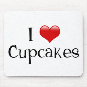 Tapis De Souris I Love Cupcakes Pad Souris avec Coeur Rouge
