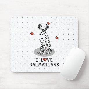 Tapis De Souris I Love Dalmatians (noir 1) Coeurs mignons