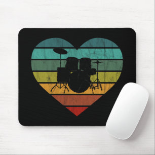 Tapis De Souris I Love Drums Retro Heart