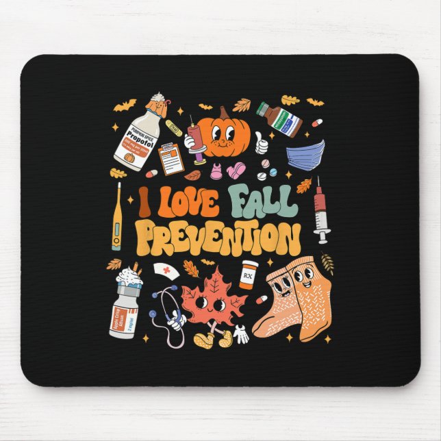 Tapis De Souris I Love Fall Prevention Thanksgiving Infirmière phy (Devant)