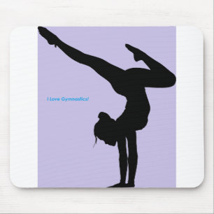 Tapis De Souris I Love Gymnastique - Gymnaste avec Arrière - plan