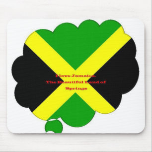 Tapis De Souris I Love Jamaica Text on Flag Art Print