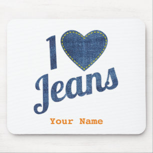 Tapis De Souris I love jeans vintage fashion design with seam hear