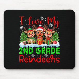 Tapis De Souris I Love My 2nd Grade Reindeers Noël Enseignant St