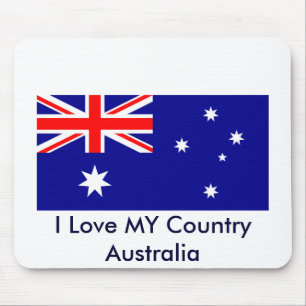 Tapis De Souris I Love MY Country Australia Modèle Drapeau