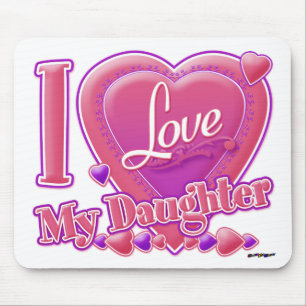 Tapis De Souris I Love My Daughter rose/violet - coeur